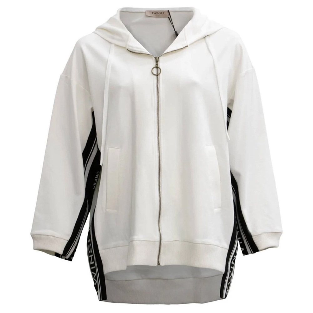 Twinset Milano White Hooded Shirt Sweat Womens L (size 42)